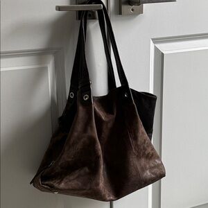 Furla brown leather interior plaque handbag